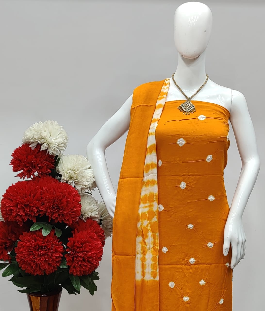 Cotton Tye and Dye Self Colour Bandhani Material (Unstitched) - Premium from Ethenika.com - Just INR 1290! Shop now at Ethenika.com