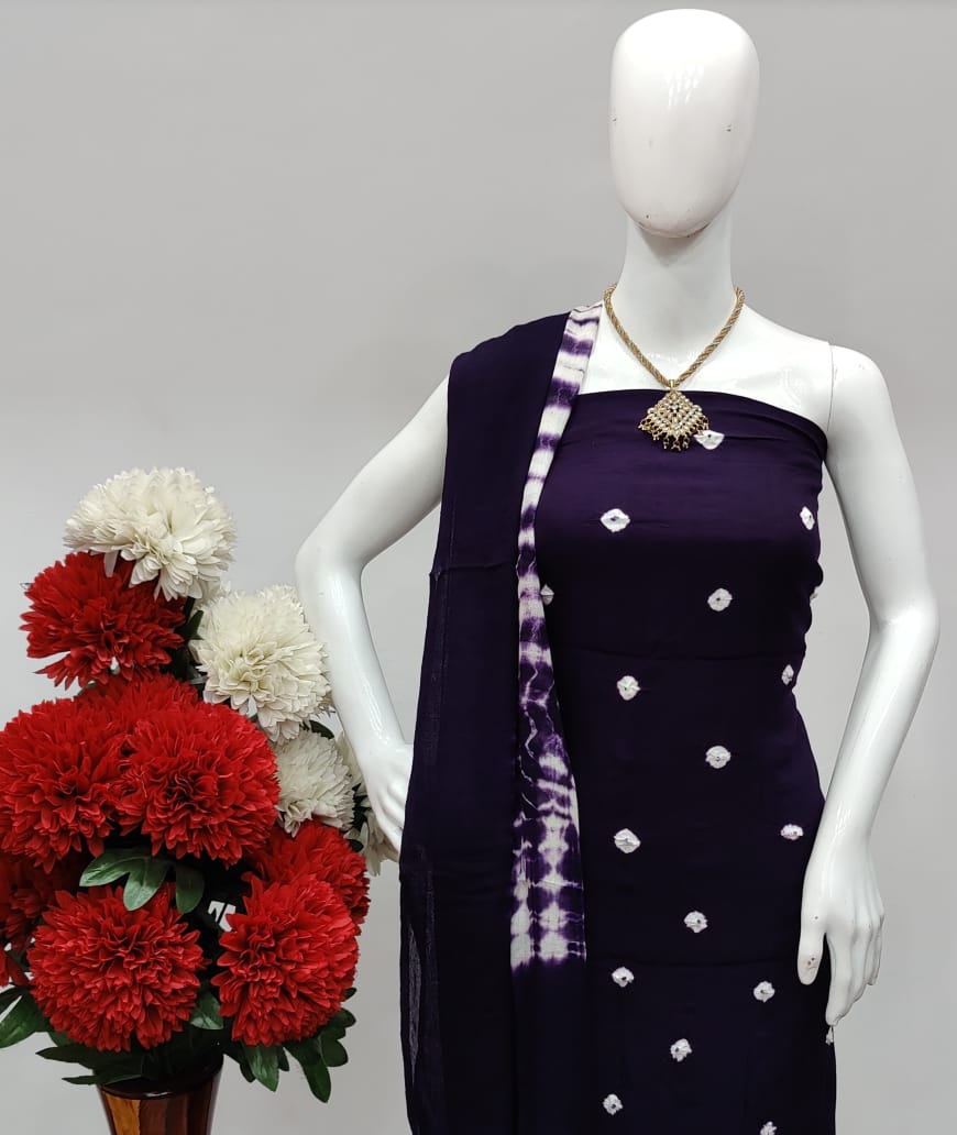Cotton Tye and Dye Self Colour Bandhani Material (Unstitched) - Premium from Ethenika.com - Just INR 1290! Shop now at Ethenika.com