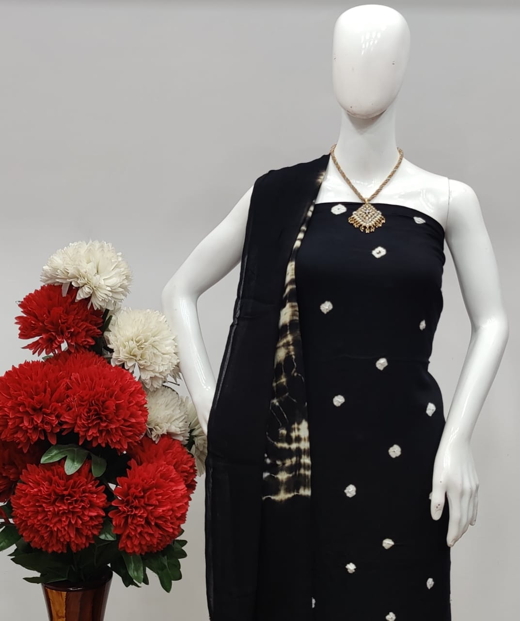 Cotton Tye and Dye Self Colour Bandhani Material (Unstitched) - Premium from Ethenika.com - Just INR 1290! Shop now at Ethenika.com