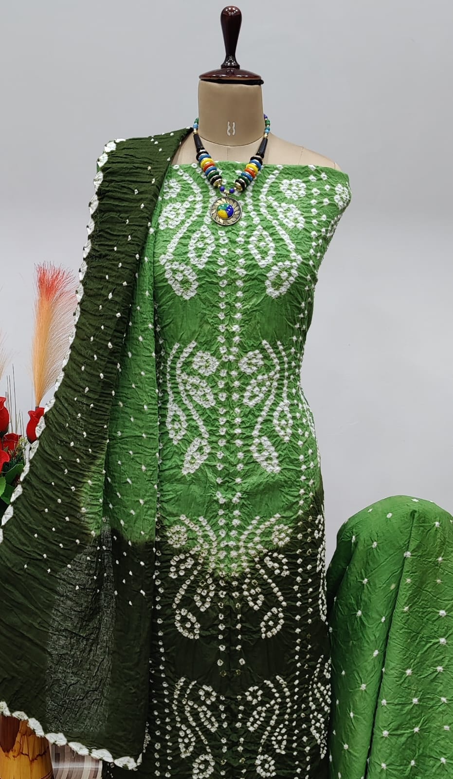 Cotton Satin Self Contrast Tye n dye Kutch Bandhani Dress Material - Premium  from Ethenika.com - Just INR 1490! Shop now at Ethenika.com