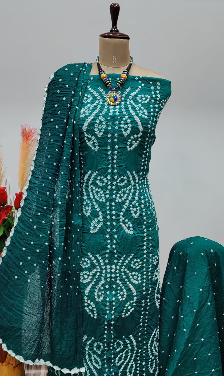 Cotton Satin Self Contrast Tye n dye Kutch Bandhani Dress Material - Premium  from Ethenika.com - Just INR 1490! Shop now at Ethenika.com