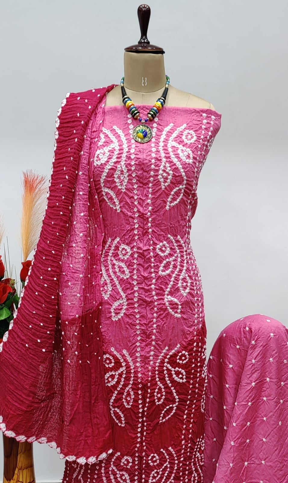 Cotton Satin Self Contrast Tye n dye Kutch Bandhani Dress Material - Premium  from Ethenika.com - Just INR 1490! Shop now at Ethenika.com