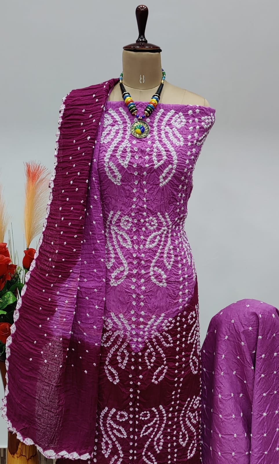 Cotton Satin Self Contrast Tye n dye Kutch Bandhani Dress Material - Premium  from Ethenika.com - Just INR 1490! Shop now at Ethenika.com