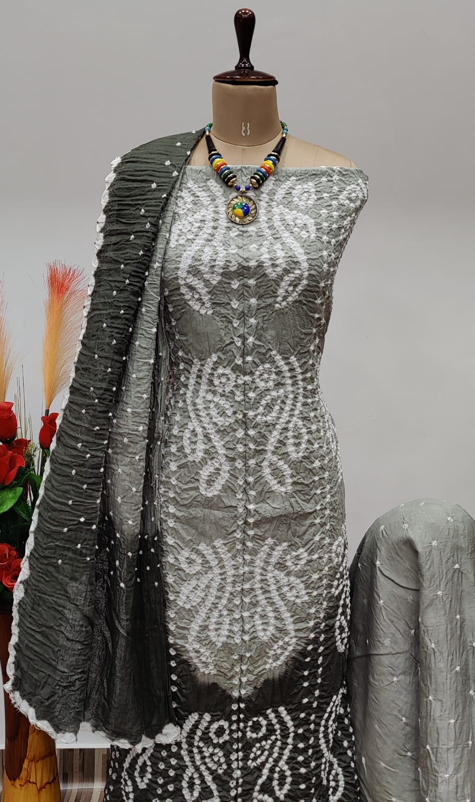 Cotton Satin Self Contrast Tye n dye Kutch Bandhani Dress Material - Premium  from Ethenika.com - Just INR 1490! Shop now at Ethenika.com