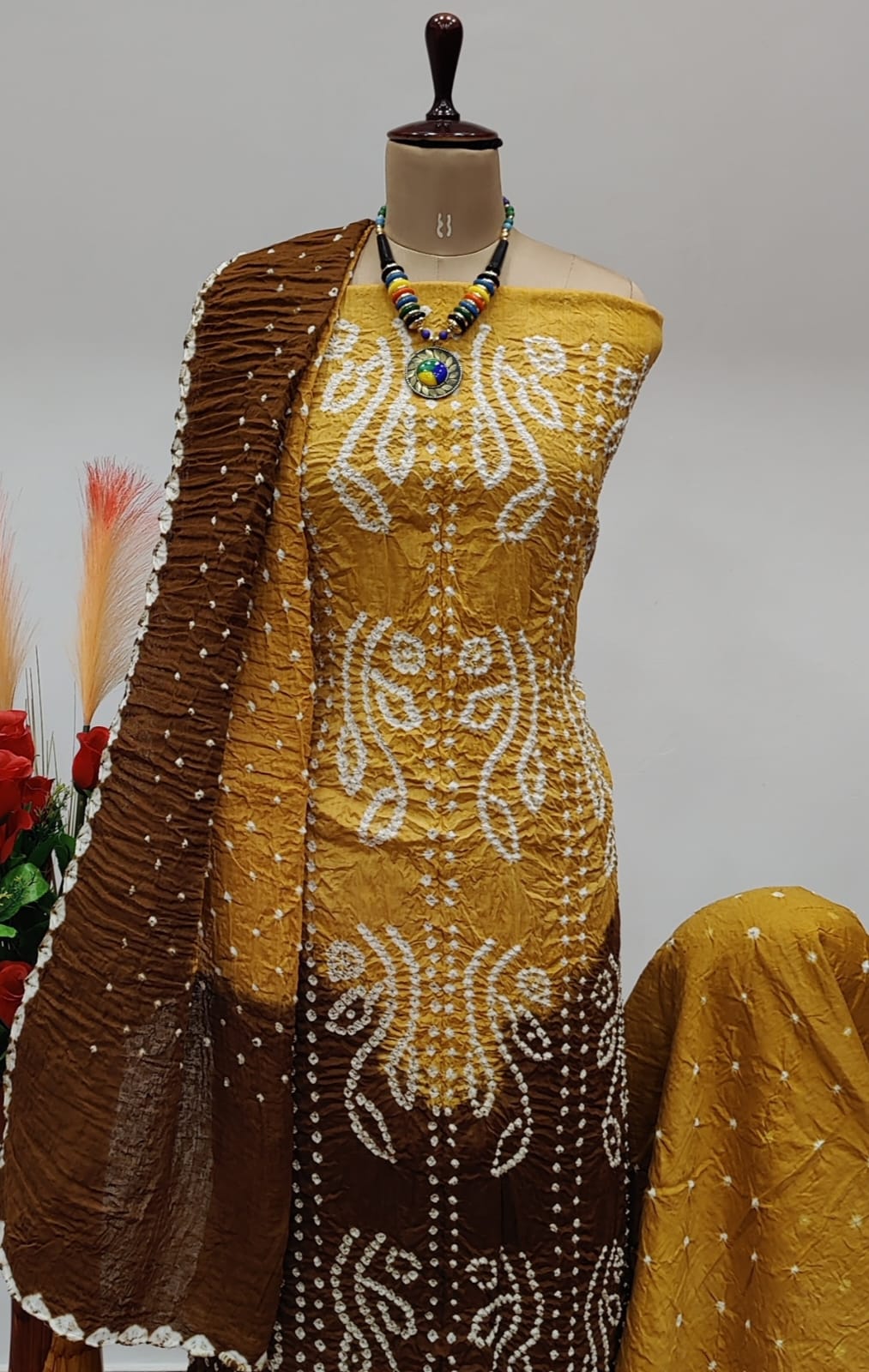 Cotton Satin Self Contrast Tye n dye Kutch Bandhani Dress Material - Premium  from Ethenika.com - Just INR 1490! Shop now at Ethenika.com