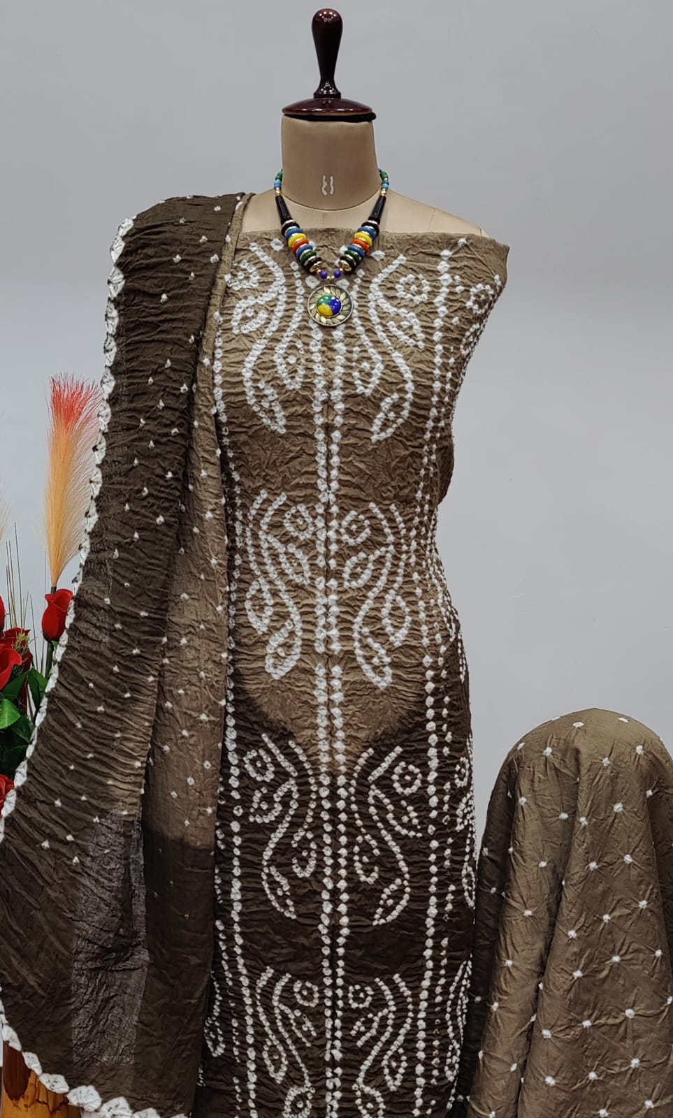 Cotton Satin Self Contrast Tye n dye Kutch Bandhani Dress Material - Premium  from Ethenika.com - Just INR 1490! Shop now at Ethenika.com