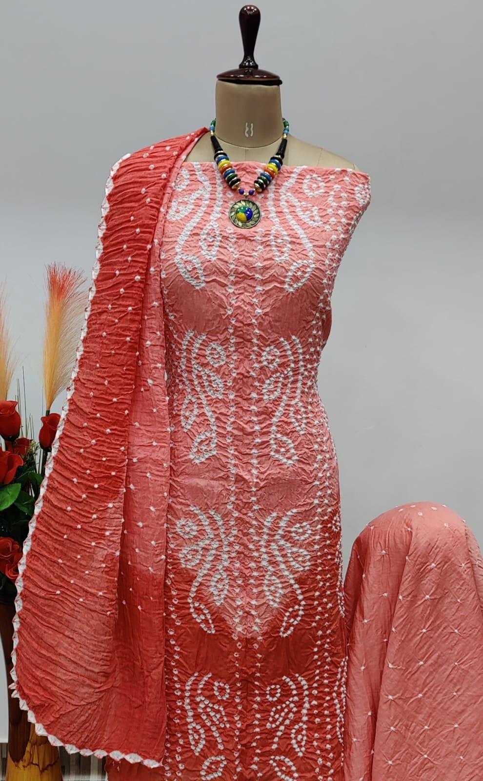 Cotton Satin Self Contrast Tye n dye Kutch Bandhani Dress Material - Premium  from Ethenika.com - Just INR 1490! Shop now at Ethenika.com