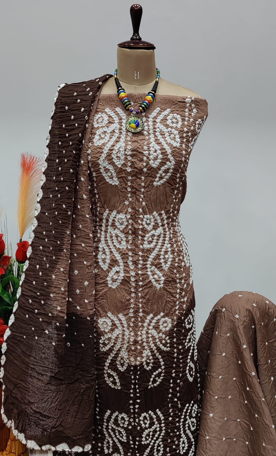 Cotton Satin Self Contrast Tye n dye Kutch Bandhani Dress Material - Premium  from Ethenika.com - Just INR 1490! Shop now at Ethenika.com