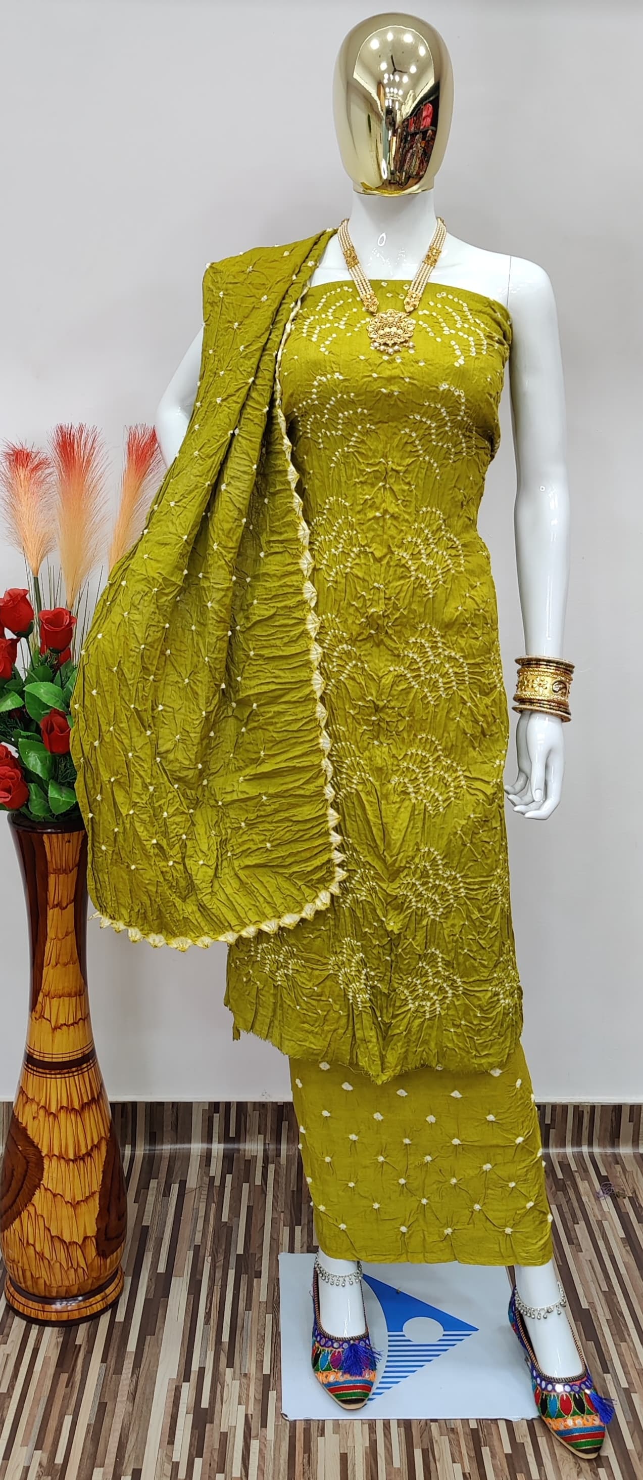 Cotton Self Color Bandhani Dress Material - Premium  from Ethenika.com - Just INR 1490! Shop now at Ethenika.com