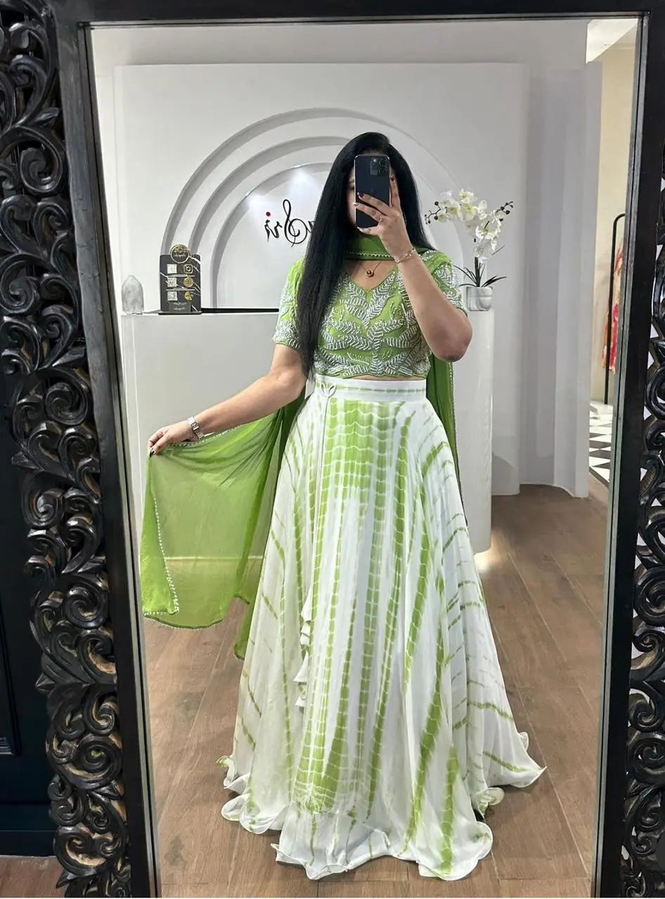 Faux Georgette Shibori Print Lehenga Choli - Premium  from Ethenika.com - Just INR 2490! Shop now at Ethenika.com