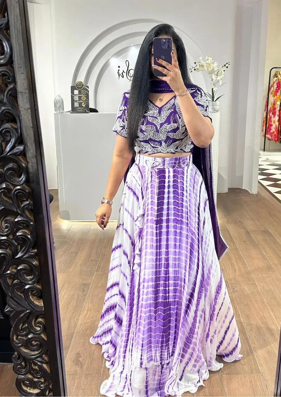 Faux Georgette Shibori Print Lehenga Choli - Premium  from Ethenika.com - Just INR 2490! Shop now at Ethenika.com
