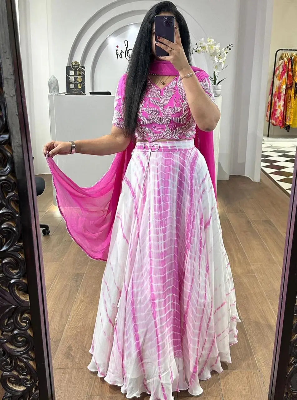 Faux Georgette Shibori Print Lehenga Choli - Premium  from Ethenika.com - Just INR 2490! Shop now at Ethenika.com