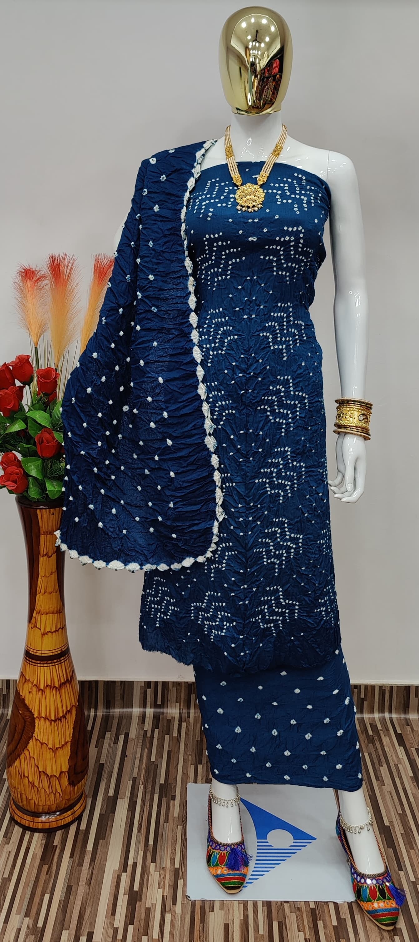 Cotton Self Color Bandhani Dress Material - Premium  from Ethenika.com - Just INR 1490! Shop now at Ethenika.com