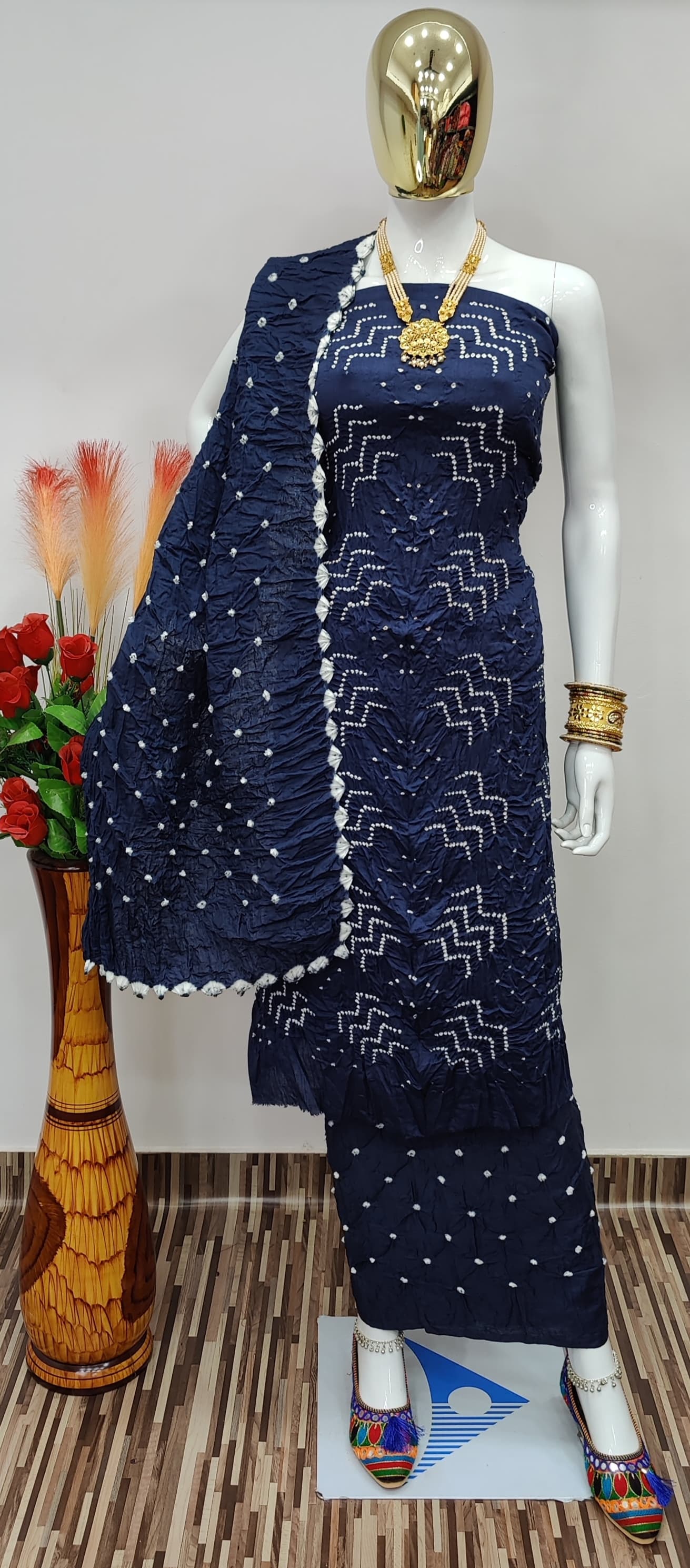 Cotton Self Color Bandhani Dress Material - Premium  from Ethenika.com - Just INR 1490! Shop now at Ethenika.com