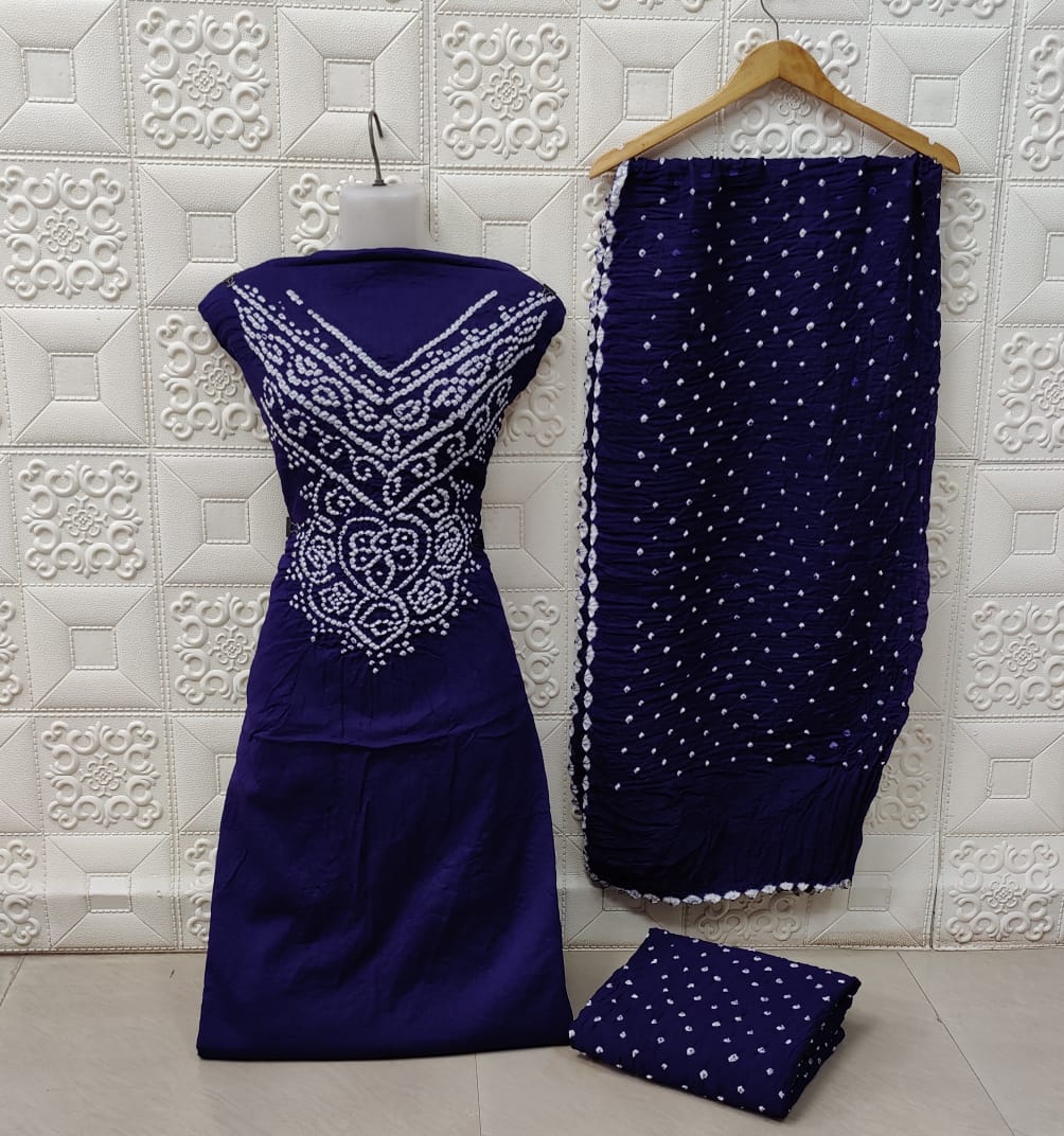Cotton Kusum Neck Bandhani Material - Premium from Ethenika.com - Just INR 1490! Shop now at Ethenika.com