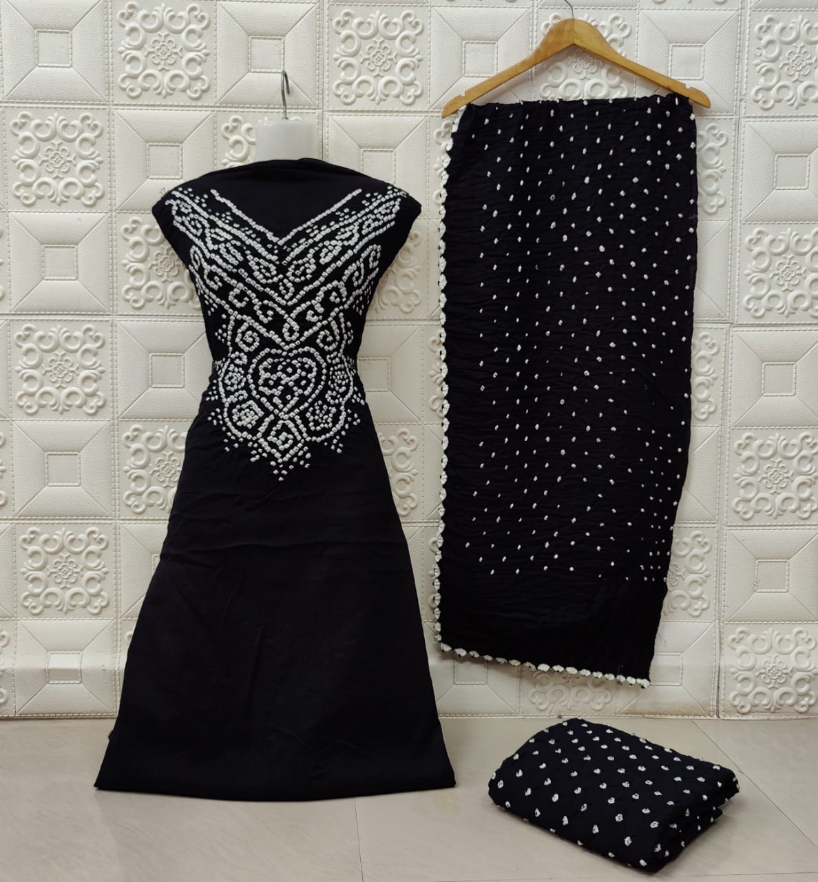 Cotton Kusum Neck Bandhani Material - Premium from Ethenika.com - Just INR 1490! Shop now at Ethenika.com