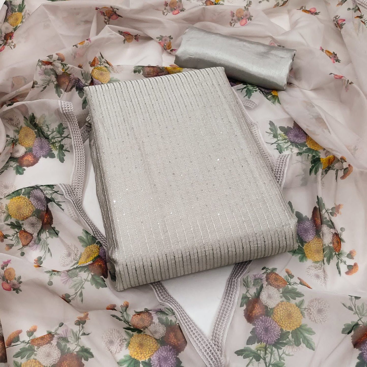 Chanderi Silk Crochet work Dress Material - Premium from Ethenika.com - Just INR 1390! Shop now at Ethenika.com