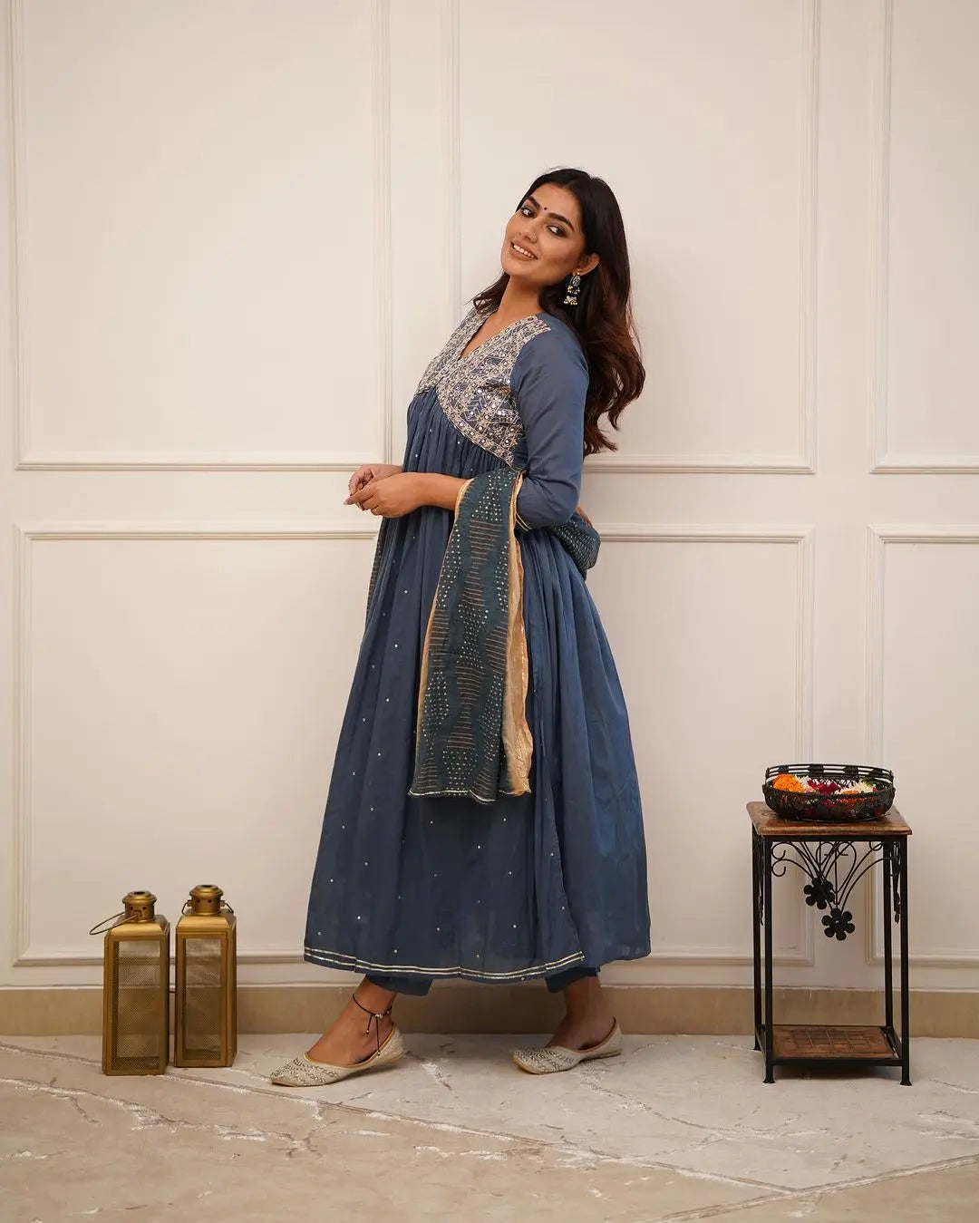 Zari weaving Embroidery work Alia cut Dress - Premium from Ethenika.com - Just INR 2190! Shop now at Ethenika.com