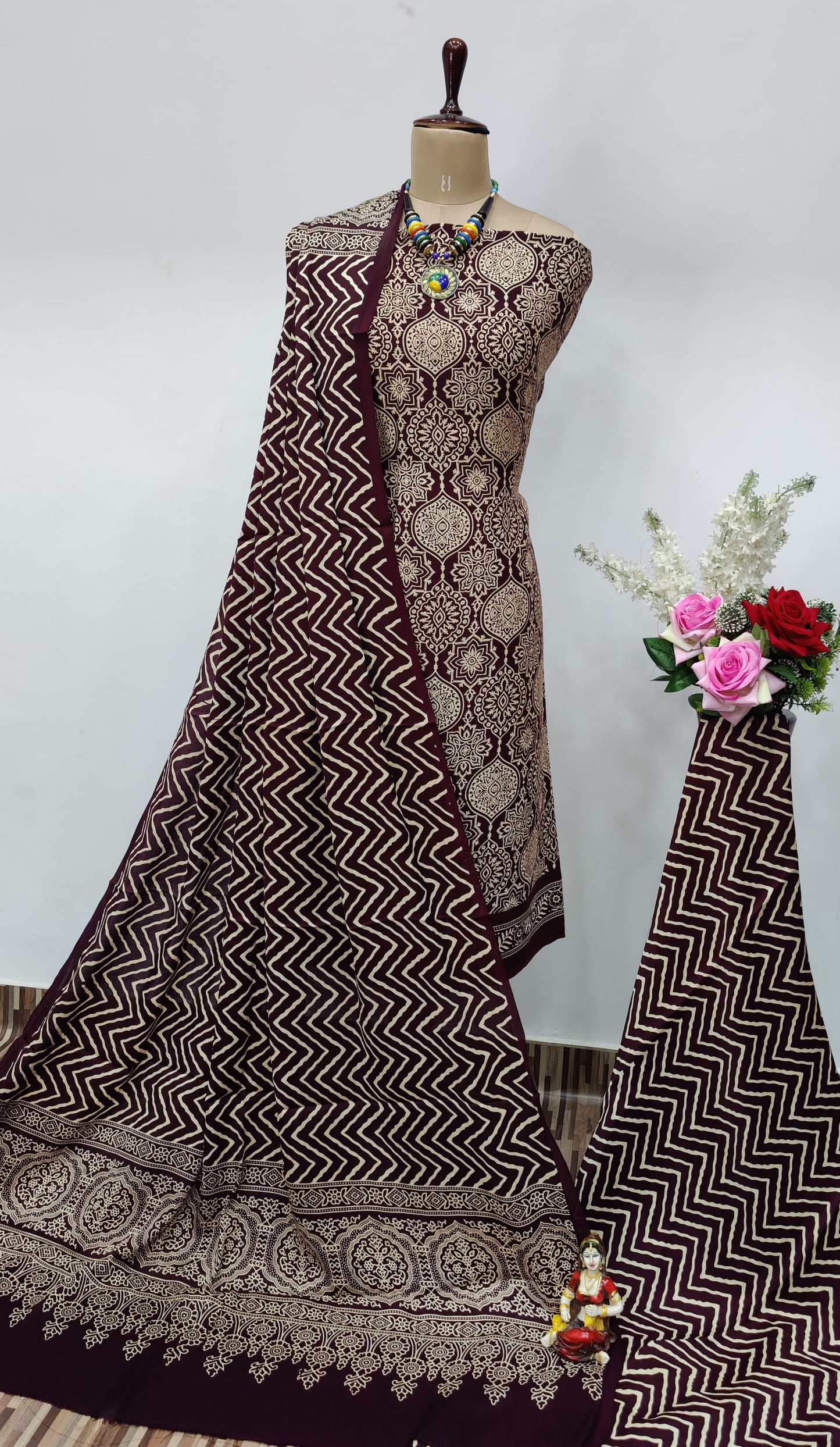 Modal Ghazi Silk Original Ajrakh work Dress Material - Premium from Ethenika.com - Just INR 2890! Shop now at Ethenika.com