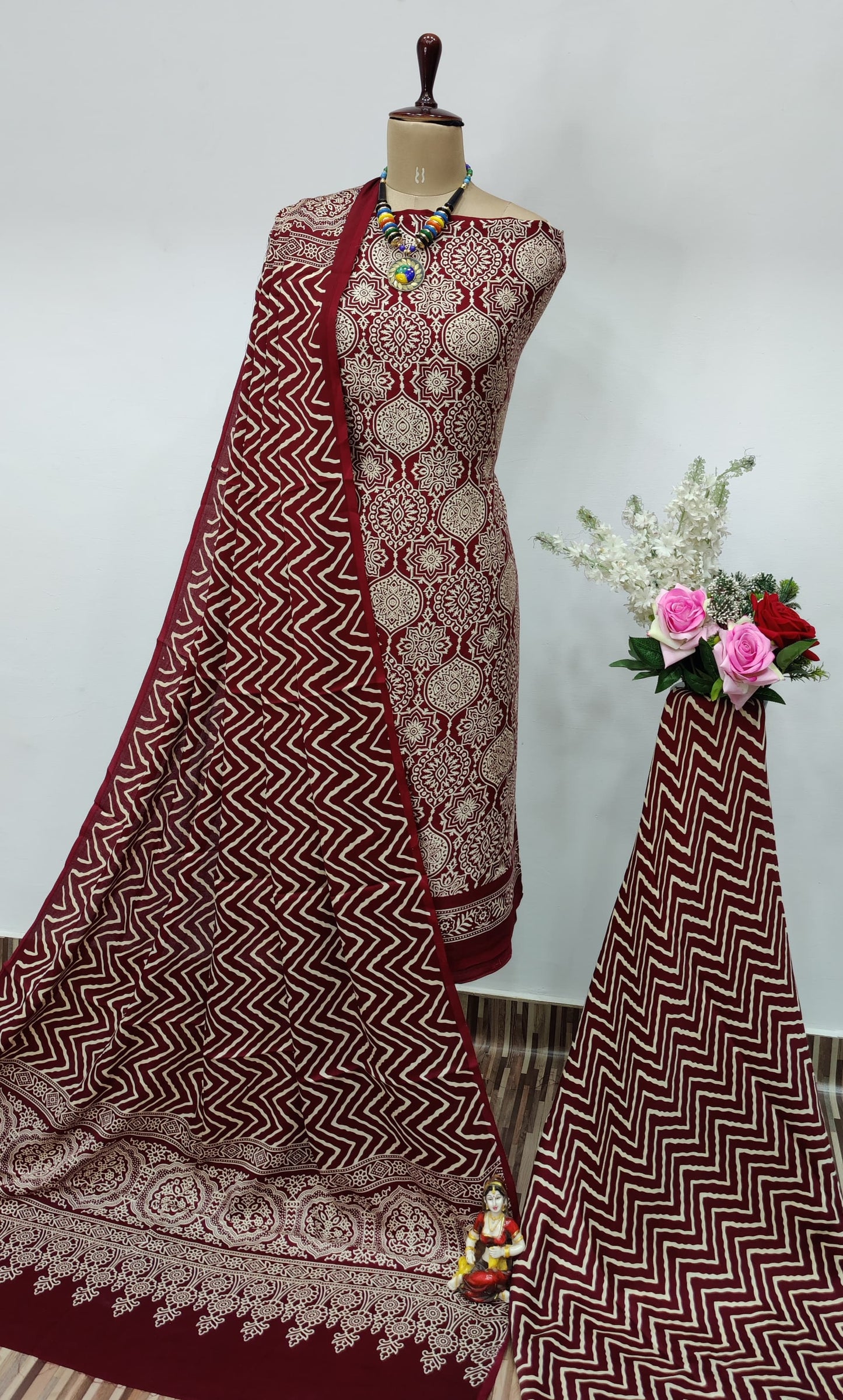Modal Ghazi Silk Original Ajrakh work Dress Material - Premium from Ethenika.com - Just INR 2890! Shop now at Ethenika.com