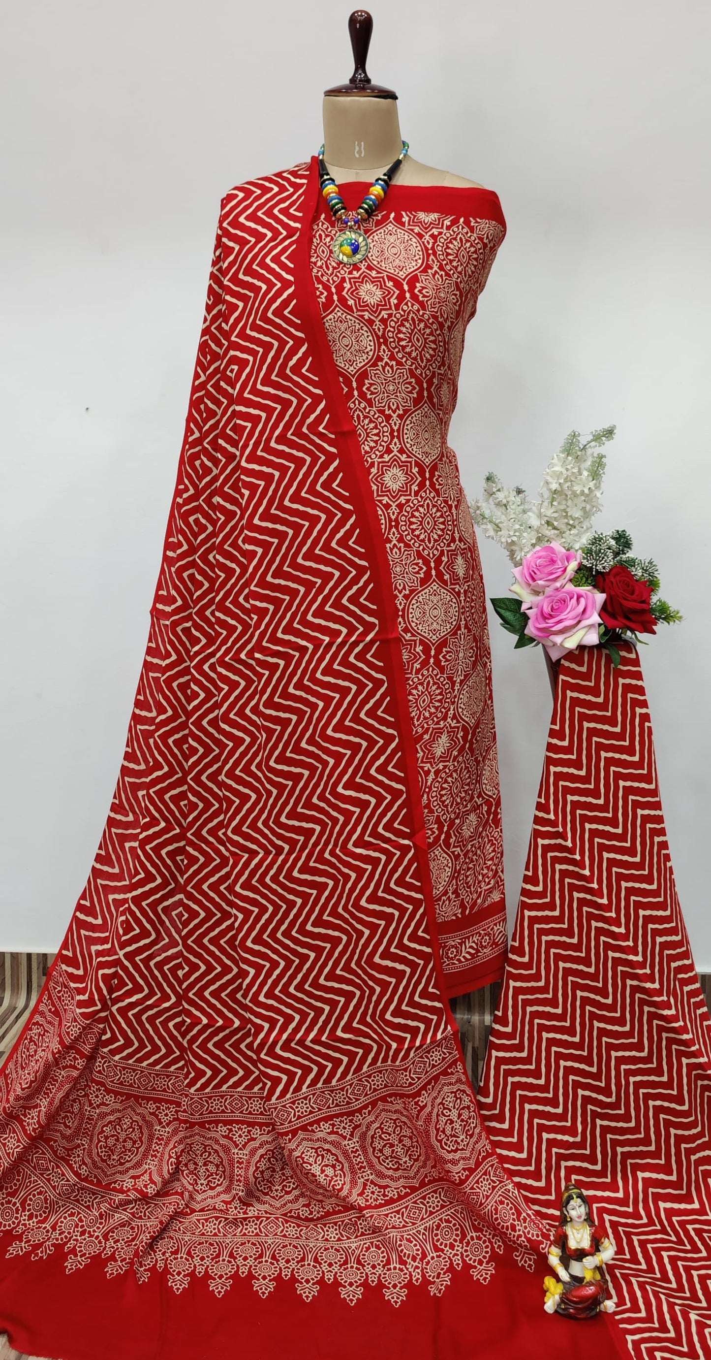 Modal Ghazi Silk Original Ajrakh work Dress Material - Premium from Ethenika.com - Just INR 2890! Shop now at Ethenika.com