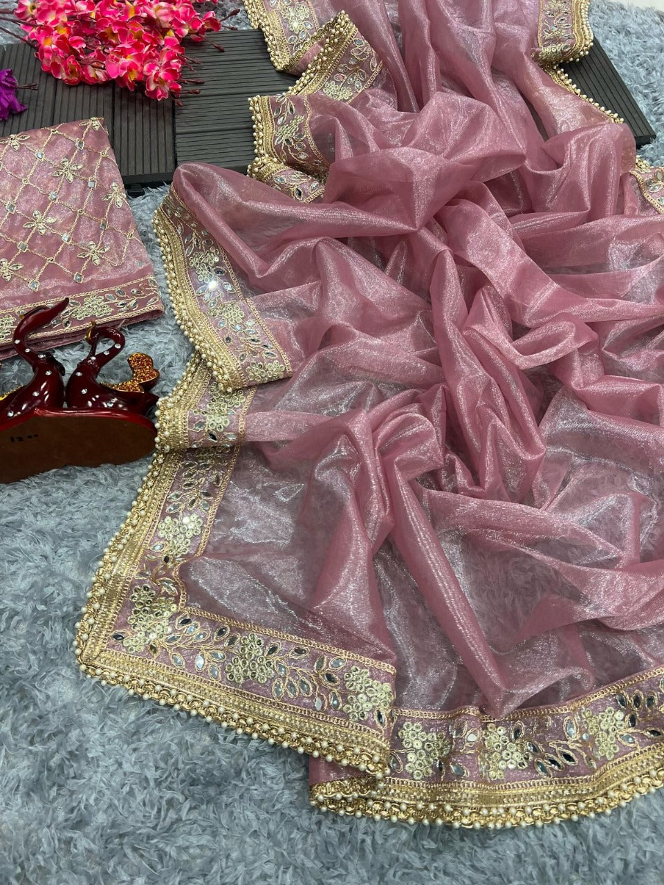 Mirror Work Tissue silk embroidery work saree - Premium from Ethenika.com - Just INR 2590! Shop now at Ethenika.com