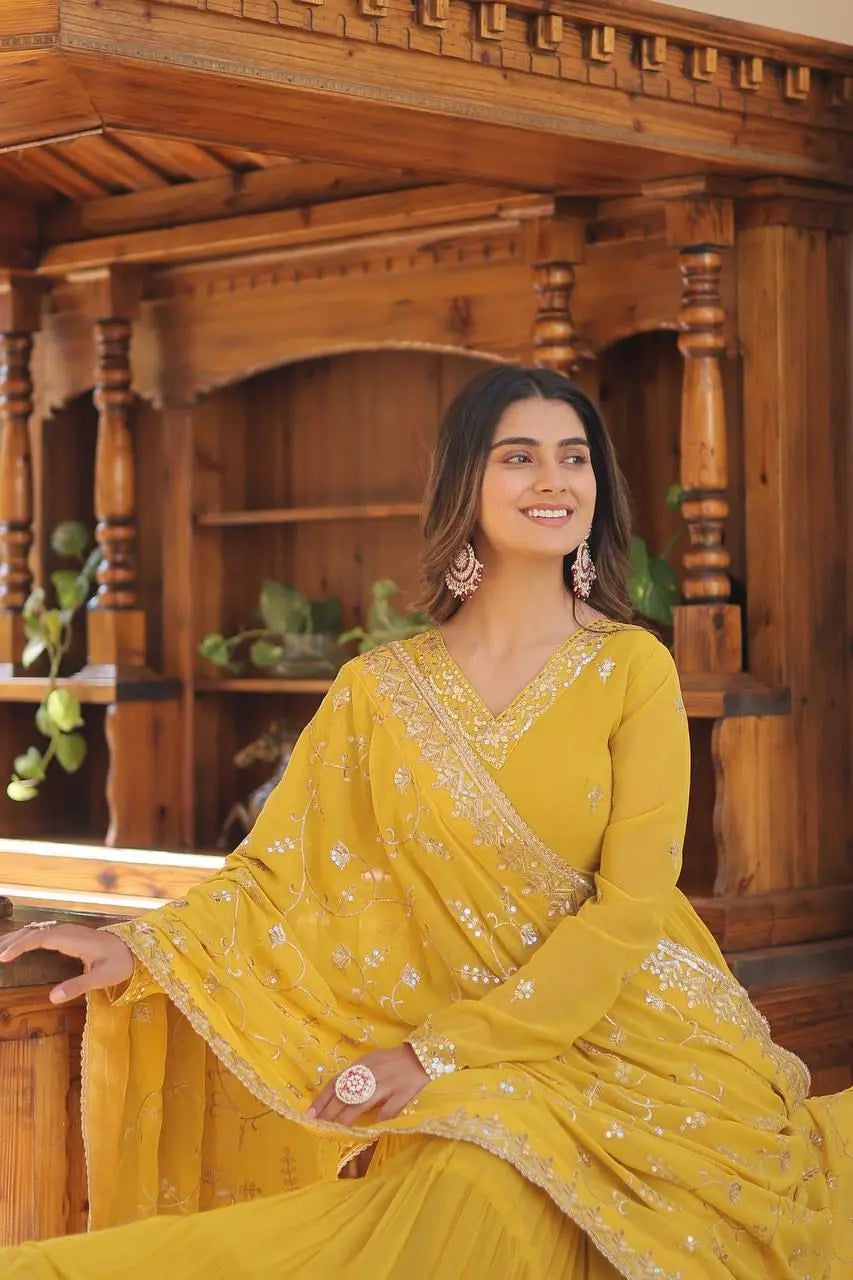 Faux Georgette seqence work Gown Dupatta Set - Premium from Ethenika.com - Just INR 2590! Shop now at Ethenika.com