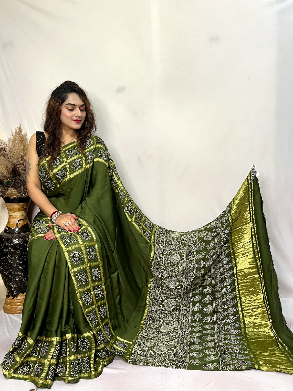 Modal Silk Gharchola Border Saree - Premium from Ethenika.com - Just INR 6299! Shop now at Ethenika.com