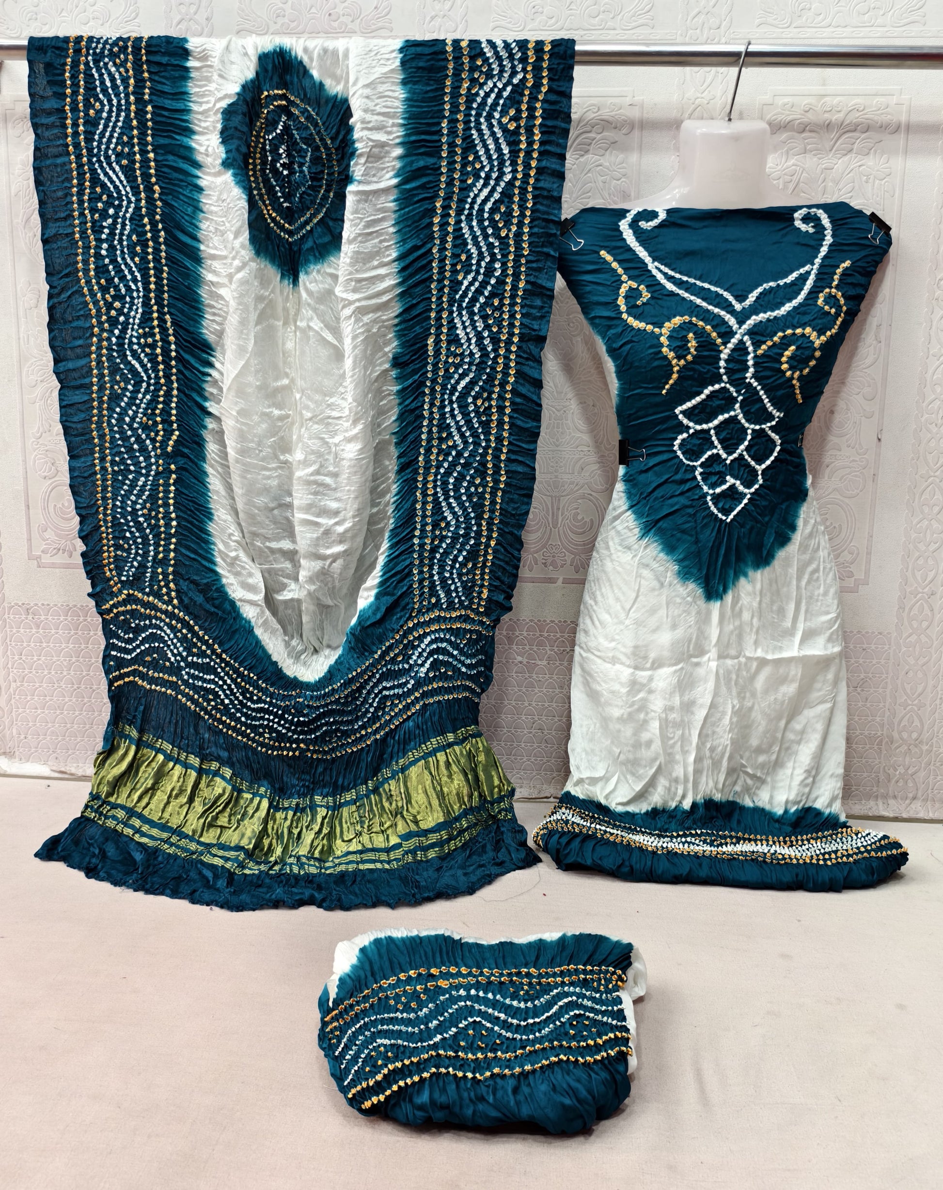 Ghazi silk kusum neck work contrast bandhani dress material - Premium  from Ethenika.com - Just INR 5990! Shop now at Ethenika.com