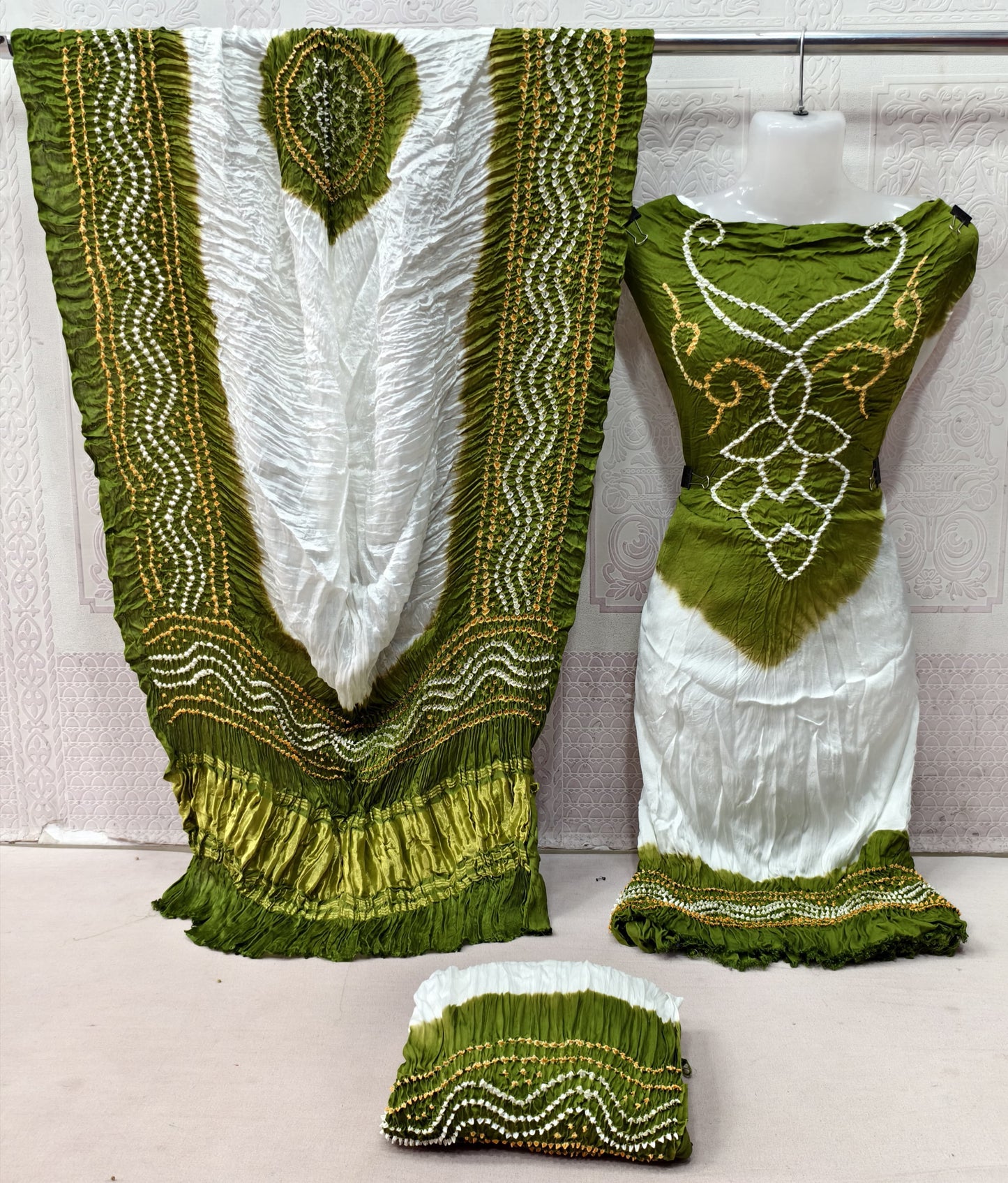 Ghazi silk kusum neck work contrast bandhani dress material - Premium  from Ethenika.com - Just INR 5990! Shop now at Ethenika.com