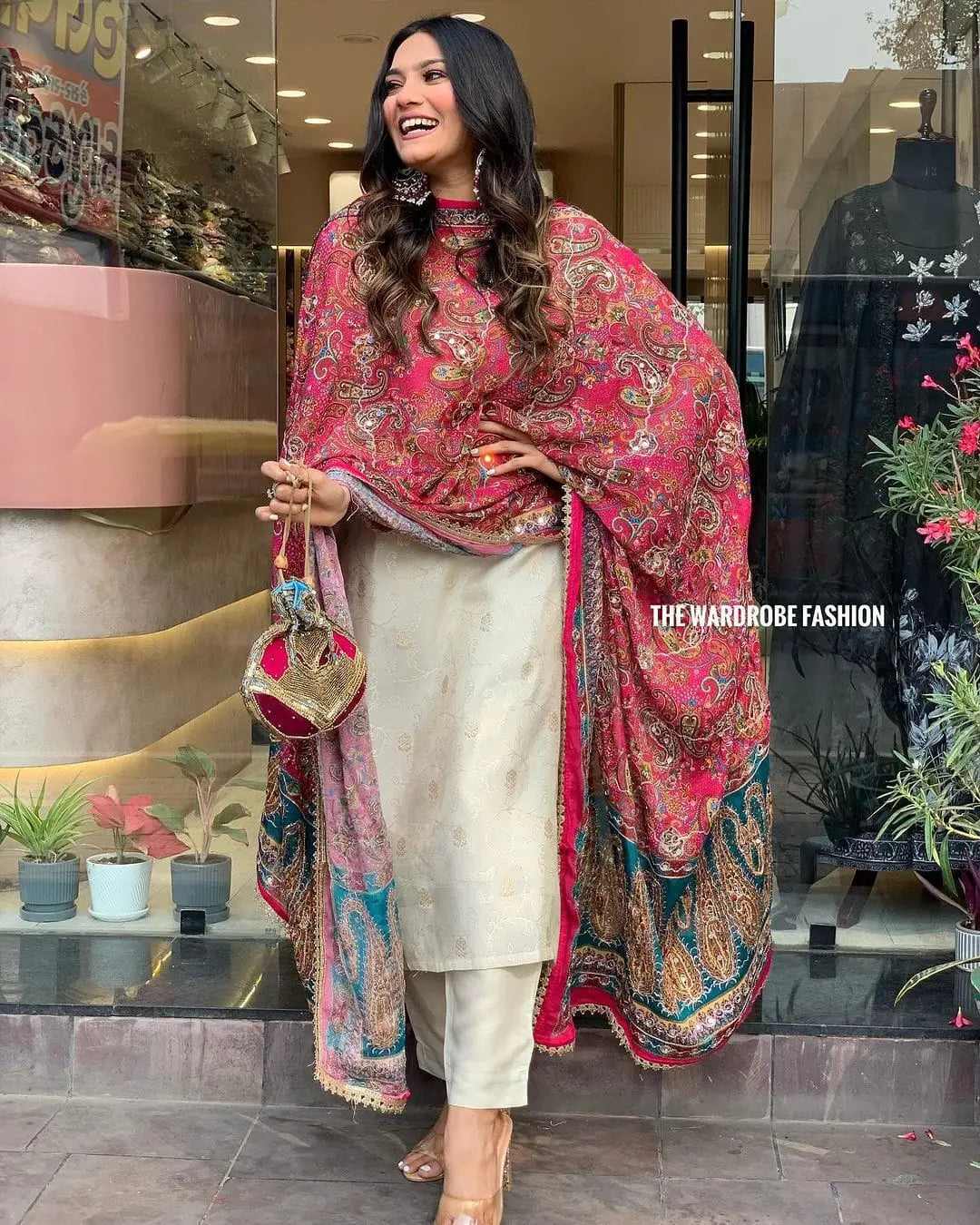 Jeckard Silk Embroidery Zari work Kurti Pant dupatta Set - Premium from Ethenika.com - Just INR 2590! Shop now at Ethenika.com