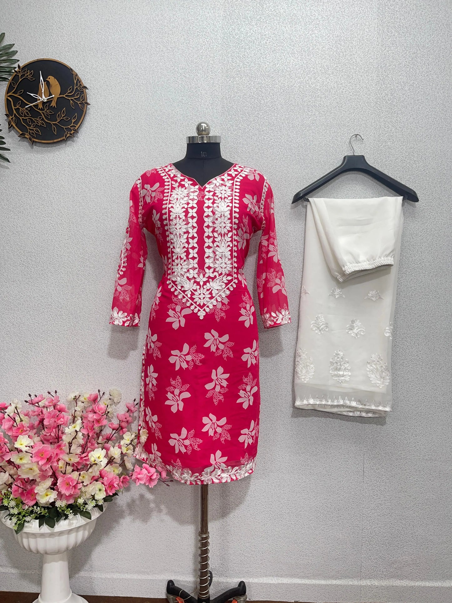 Chain Stitch work Straight Kurti Palazzo set - Premium from Ethenika.com - Just INR 2190! Shop now at Ethenika.com