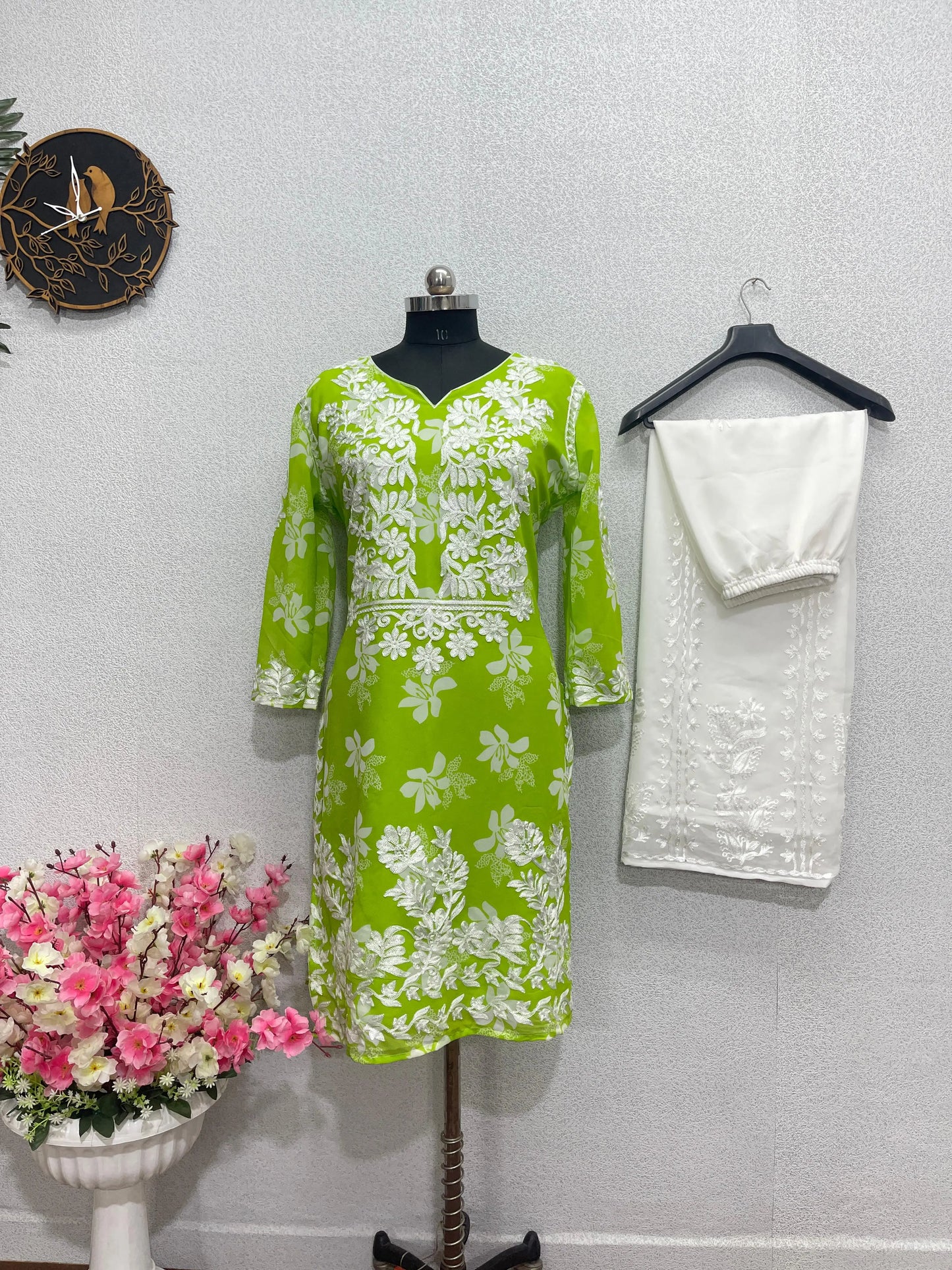 Chain Stitch work Straight Kurti Palazzo set - Premium from Ethenika.com - Just INR 2190! Shop now at Ethenika.com