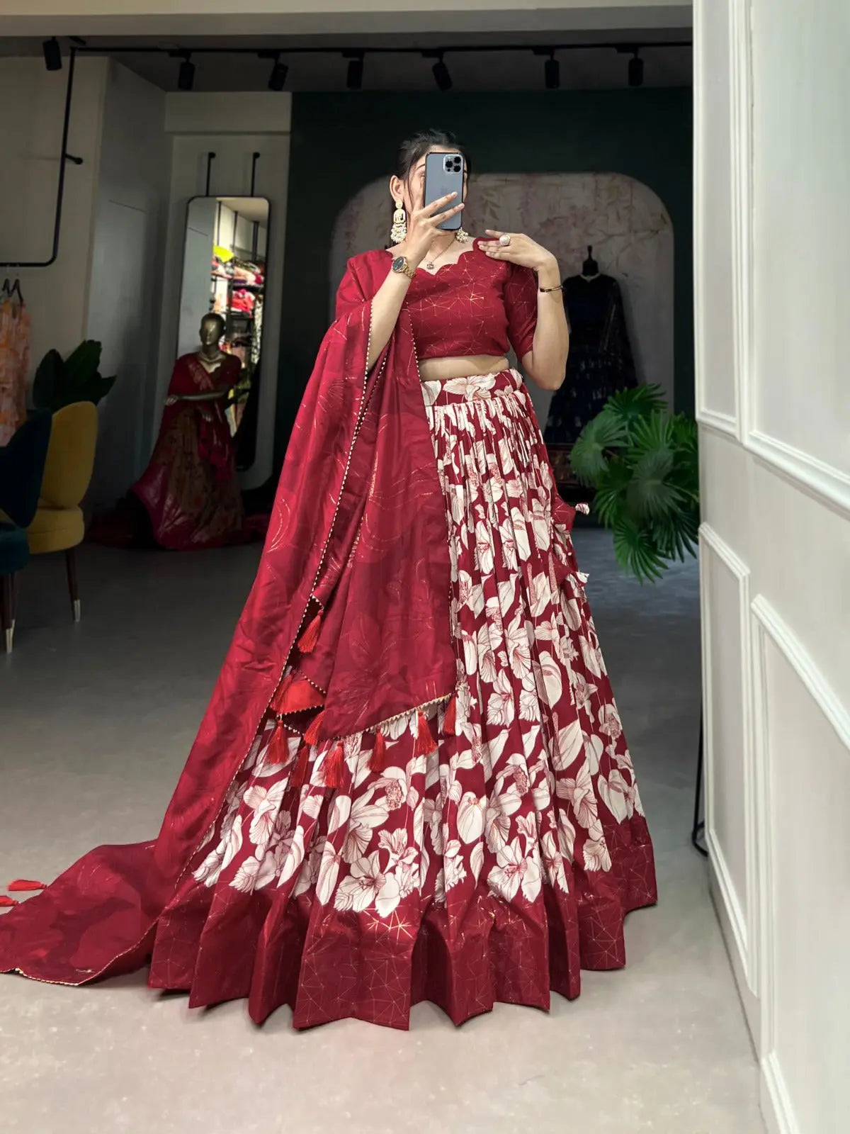 Tussar Silk Digital Print work Lehenga Choli - Premium from Ethenika.com - Just INR 3990! Shop now at Ethenika.com