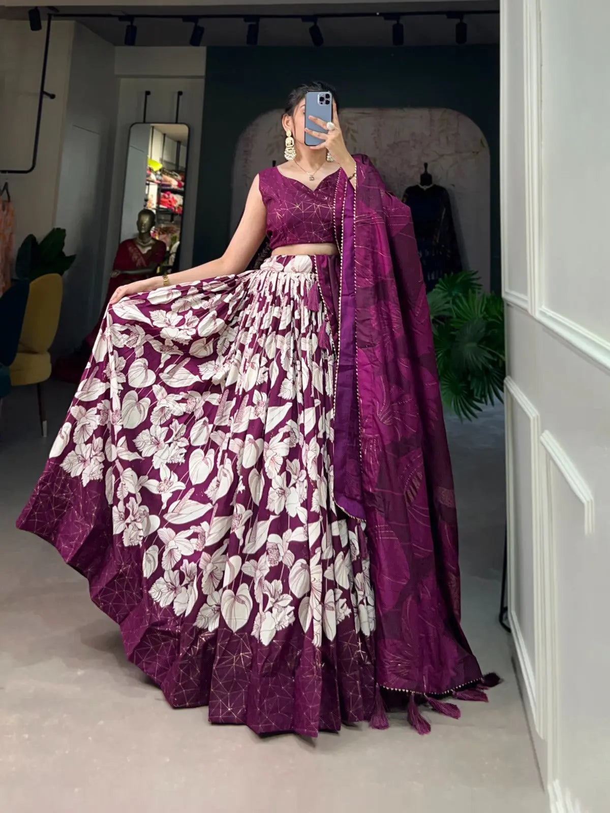 Tussar Silk Digital Print work Lehenga Choli - Premium from Ethenika.com - Just INR 3990! Shop now at Ethenika.com
