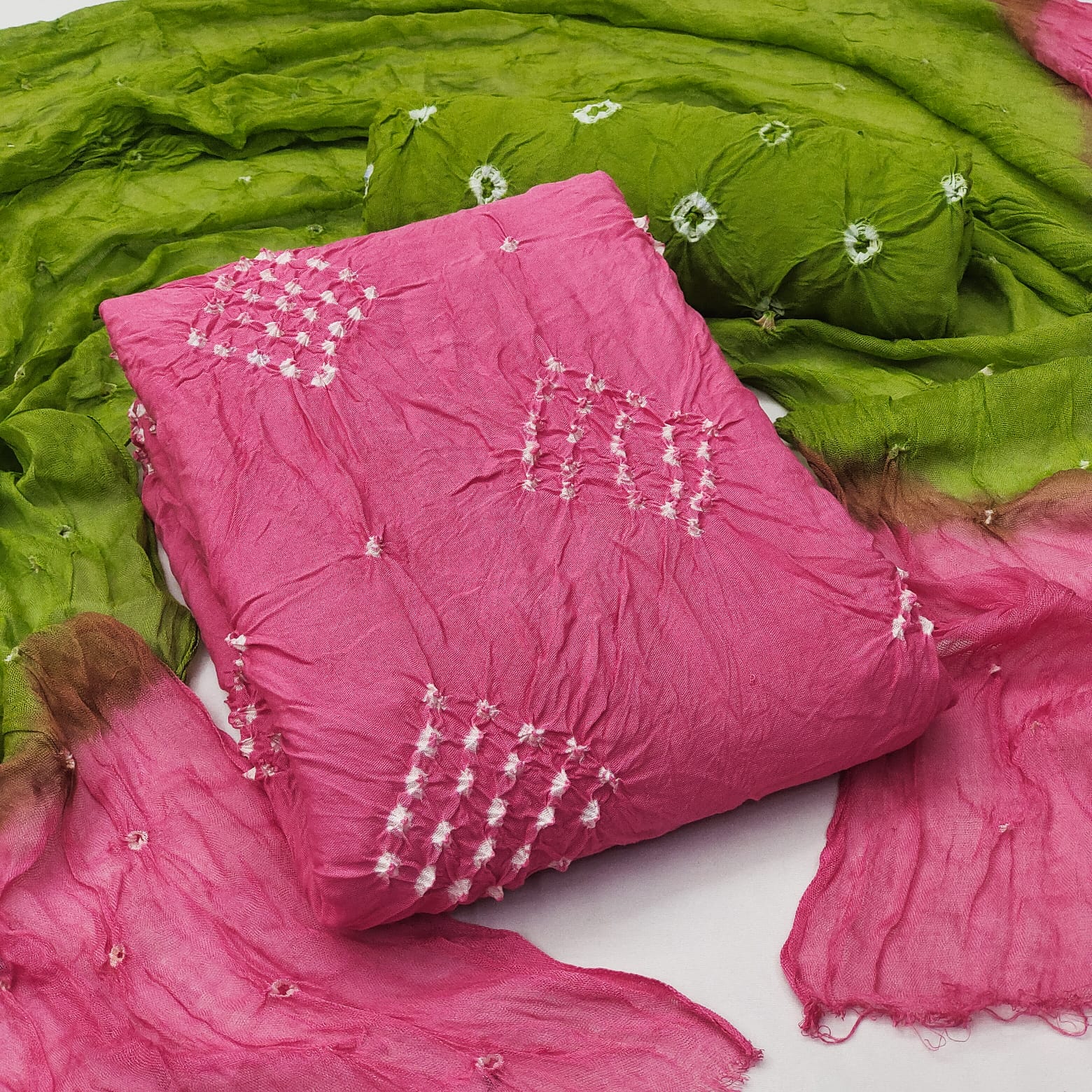 Reyon Contrast Bandhani Material (Unstitched) - Premium  from Ethenika.com - Just INR 1290! Shop now at Ethenika.com