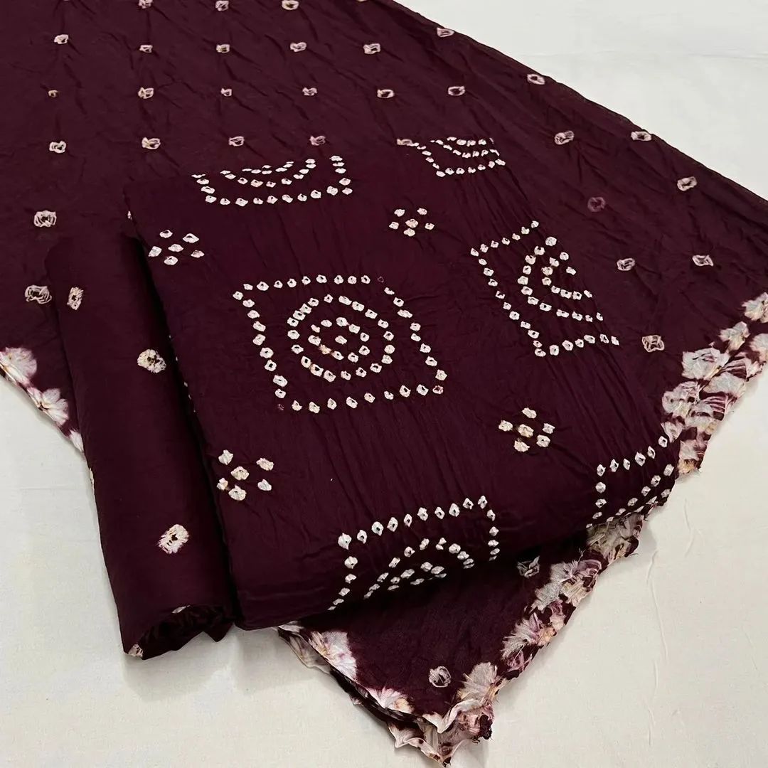 Cotton Satin Self Colour Kutchi Bandhani Material (Unstitched) - Premium from Ethenika.com - Just INR 1390! Shop now at Ethenika.com