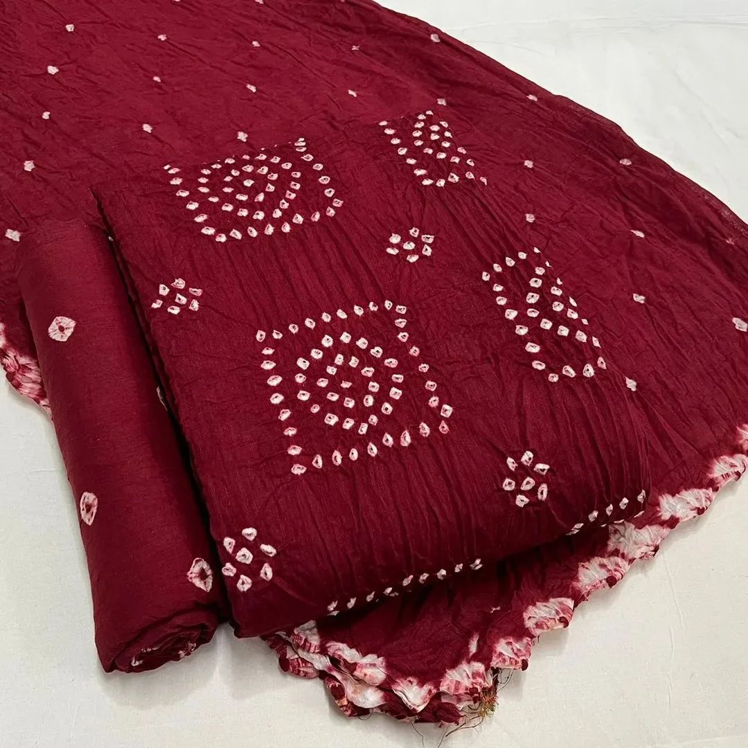 Cotton Satin Self Colour Kutchi Bandhani Material (Unstitched) - Premium from Ethenika.com - Just INR 1390! Shop now at Ethenika.com