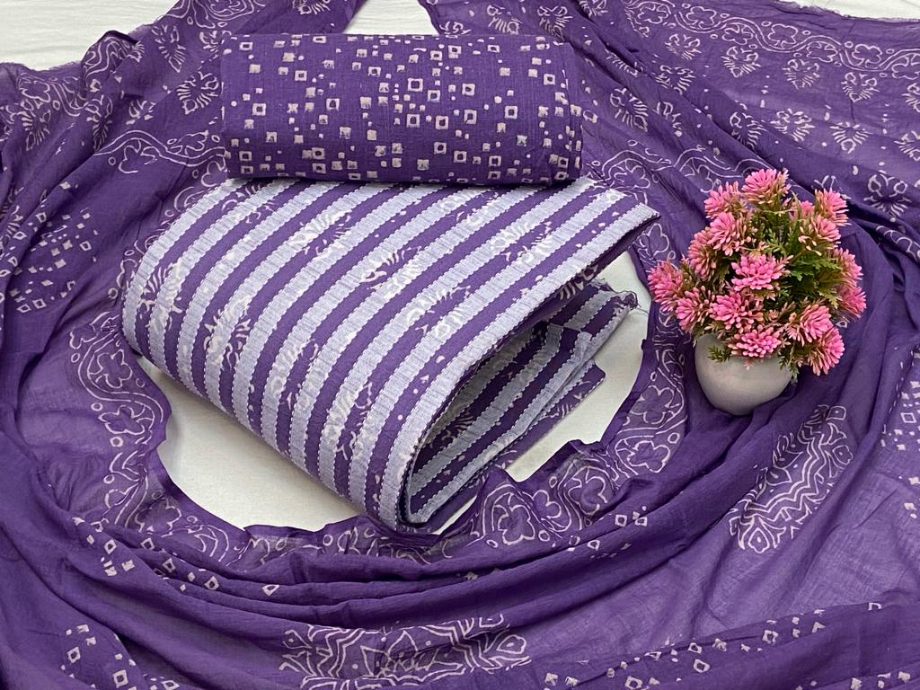 Cotton Print Work Stripe Pattern Womens Dress Material (Unstitched) - Premium  from Ethenika.com - Just INR 1490! Shop now at Ethenika.com