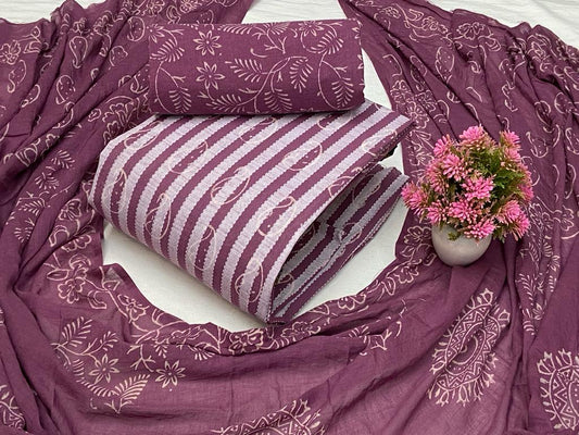 Cotton Print Work Stripe Pattern Womens Dress Material (Unstitched) - Premium  from Ethenika.com - Just INR 1490! Shop now at Ethenika.com