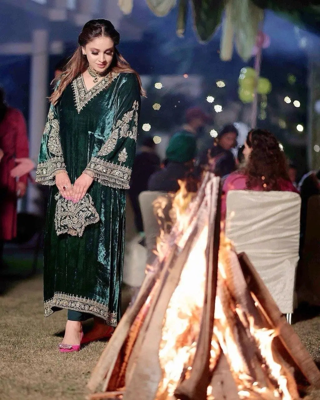 Zari Embroidery work Pakistani Velvet Kurti Pant Dupatta Set(Stitched) - Premium from Ethenika.com - Just INR 2990! Shop now at Ethenika.com