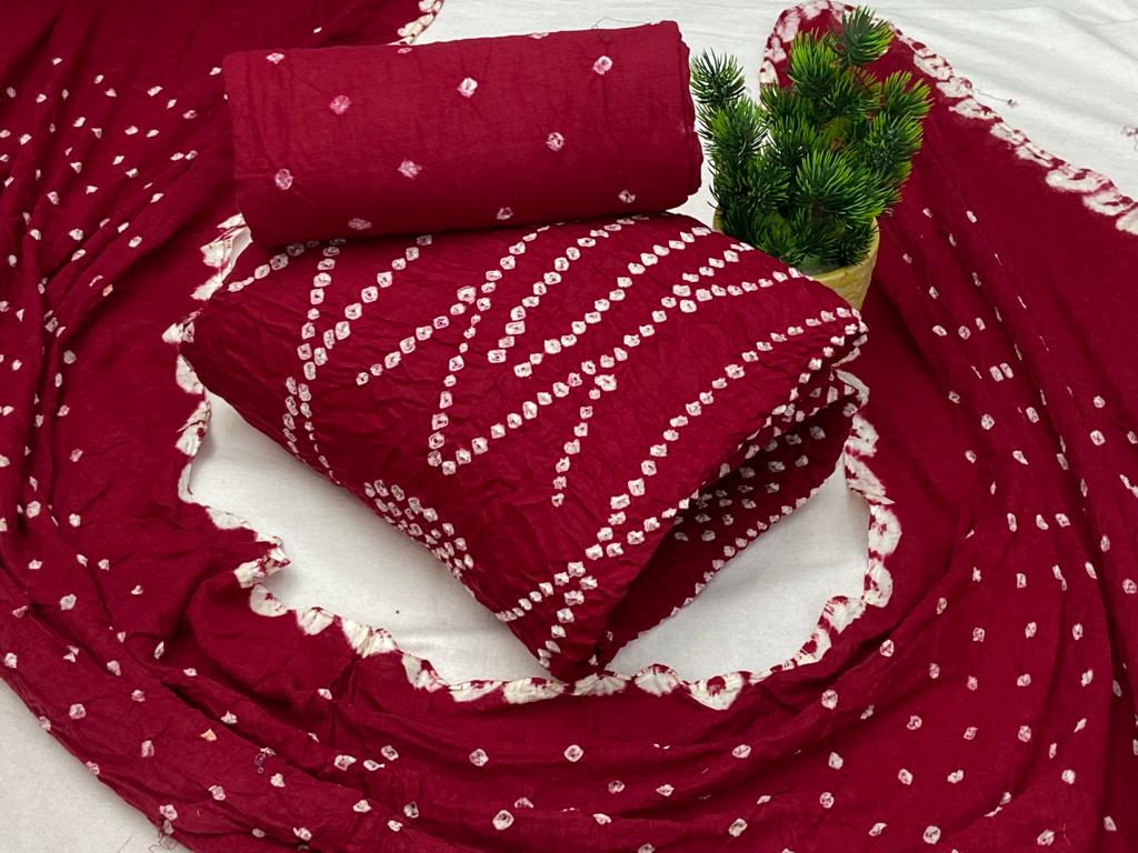 Cotton Satin Self Color Bandhani Dress Material (Unstitched) - Premium  from Ethenika.com - Just INR 1390! Shop now at Ethenika.com