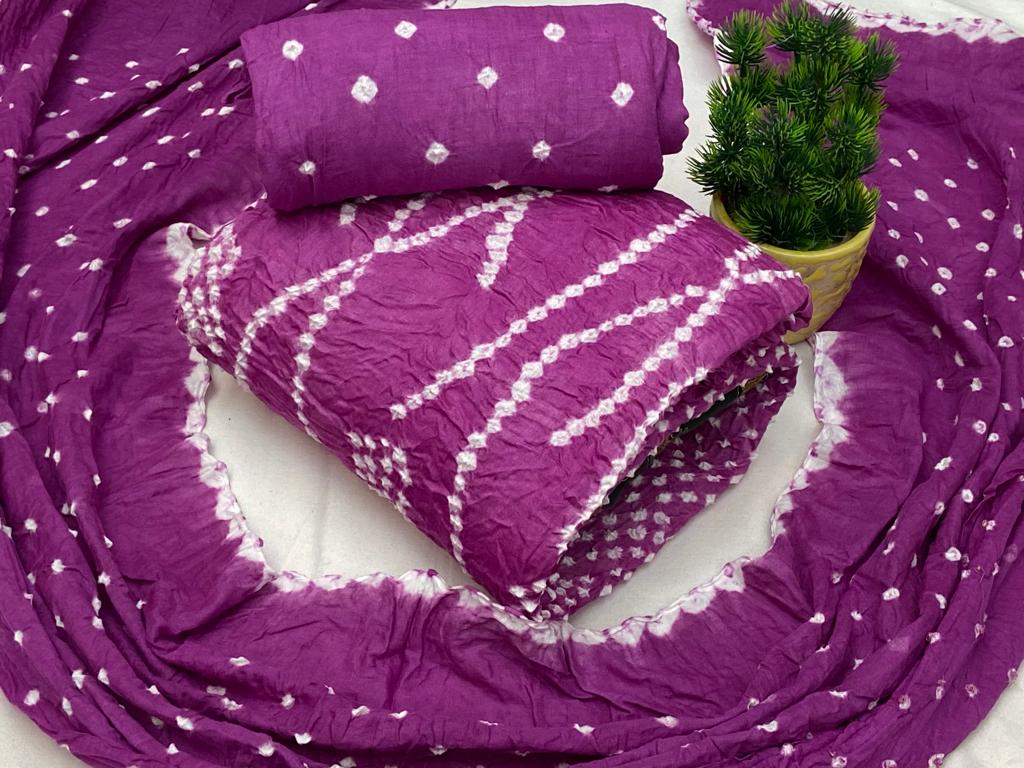 Cotton Satin Self Color Bandhani Dress Material (Unstitched) - Premium  from Ethenika.com - Just INR 1390! Shop now at Ethenika.com