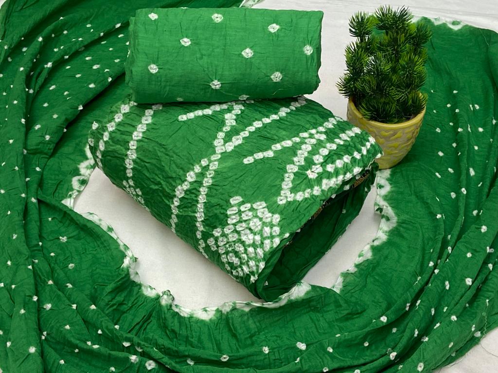 Cotton Satin Self Color Bandhani Dress Material (Unstitched) - Premium  from Ethenika.com - Just INR 1390! Shop now at Ethenika.com