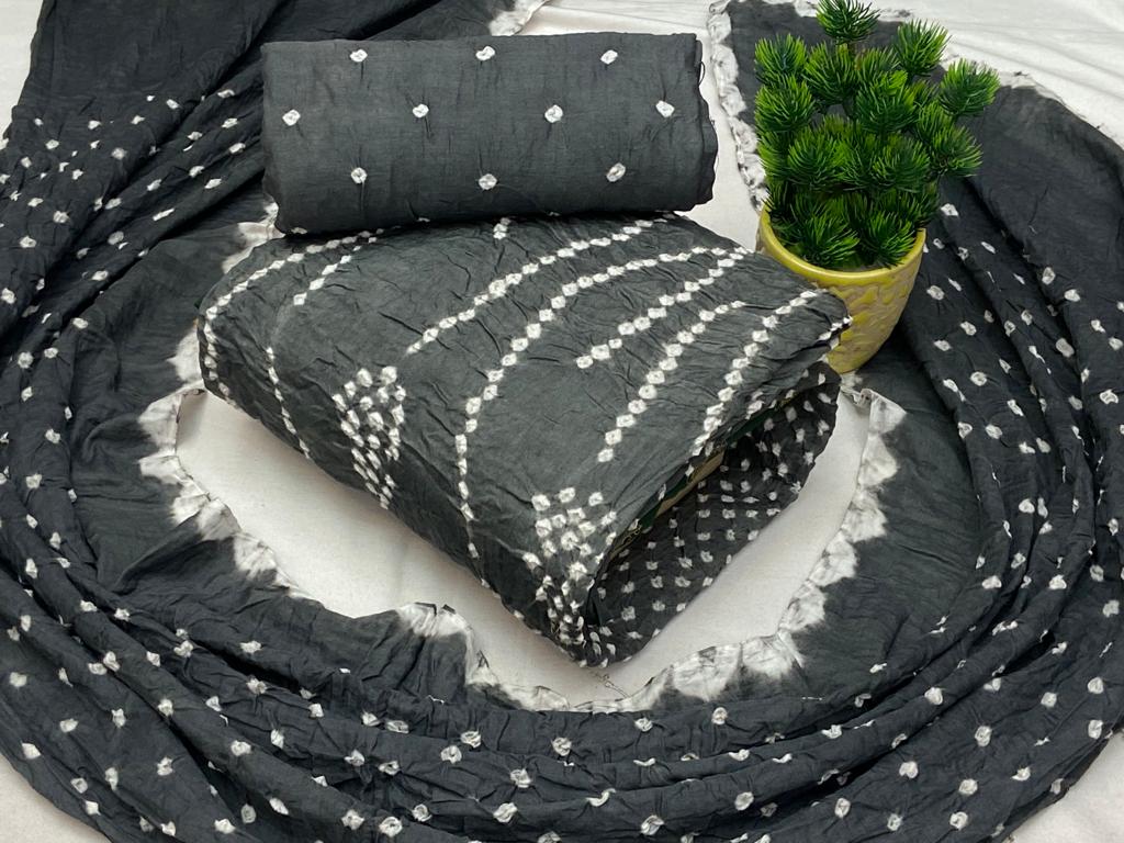 Cotton Satin Self Color Bandhani Dress Material (Unstitched) - Premium  from Ethenika.com - Just INR 1390! Shop now at Ethenika.com