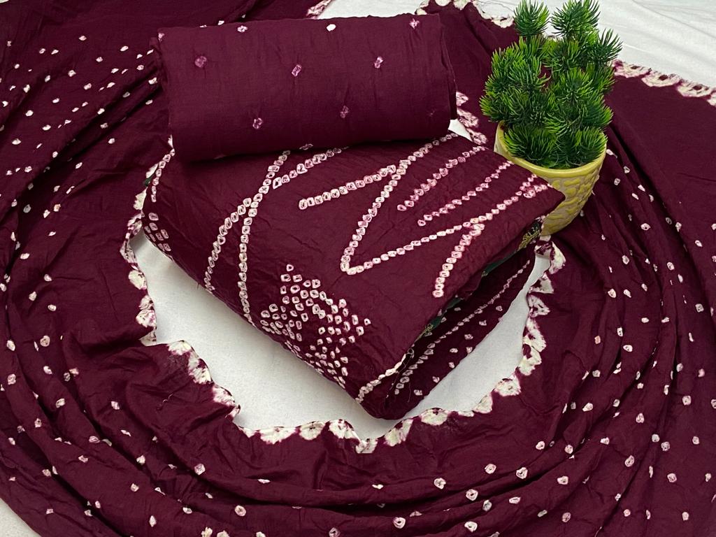 Cotton Satin Self Color Bandhani Dress Material (Unstitched) - Premium  from Ethenika.com - Just INR 1390! Shop now at Ethenika.com