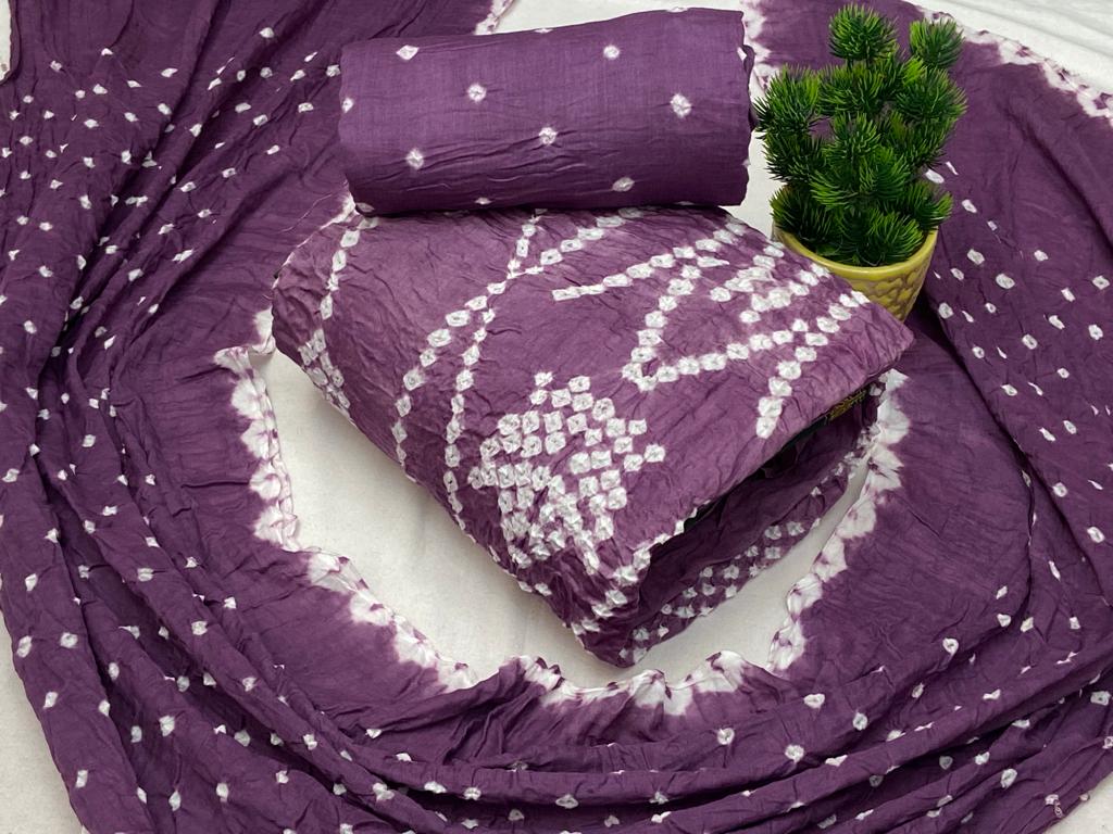 Cotton Satin Self Color Bandhani Dress Material (Unstitched) - Premium  from Ethenika.com - Just INR 1390! Shop now at Ethenika.com