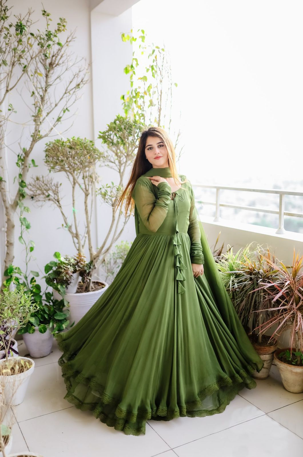 Faux Georgette Lace work With Tussels Gown (Stitched) - Premium from Ethenika.com - Just INR 2490! Shop now at Ethenika.com