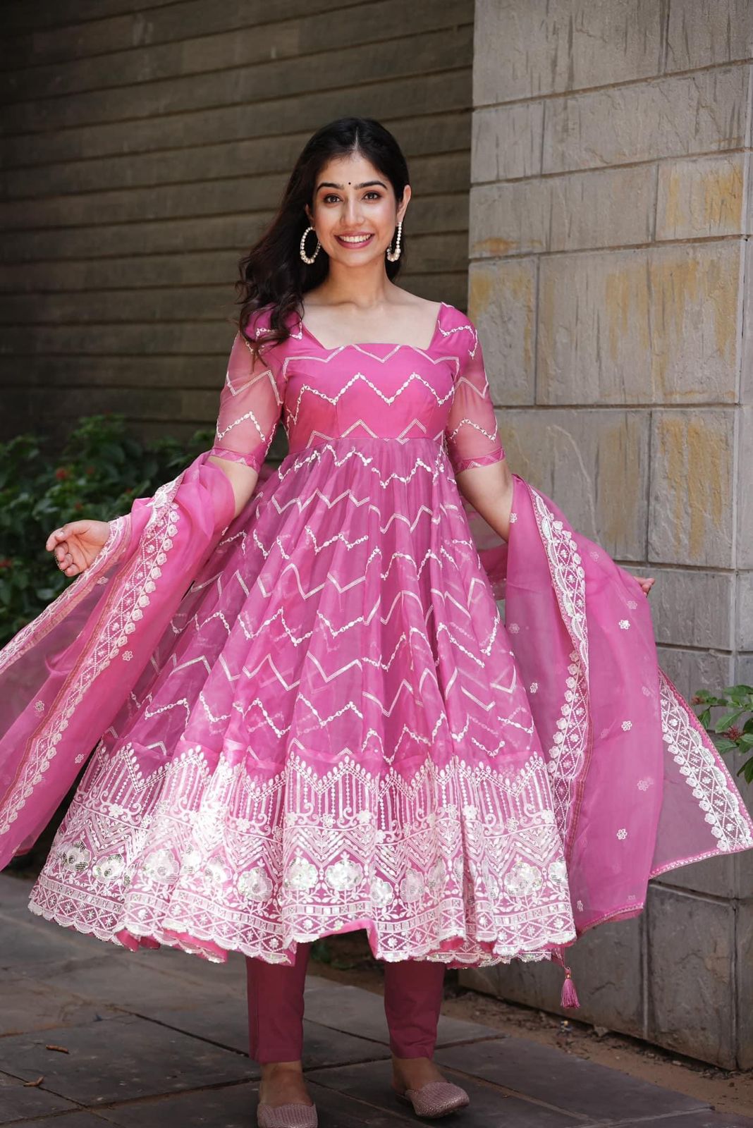 Organza Exclusive Embroided Suit Dupatta Bottom Set (Stitched) - Premium from Ethenika.com - Just INR 1990! Shop now at Ethenika.com
