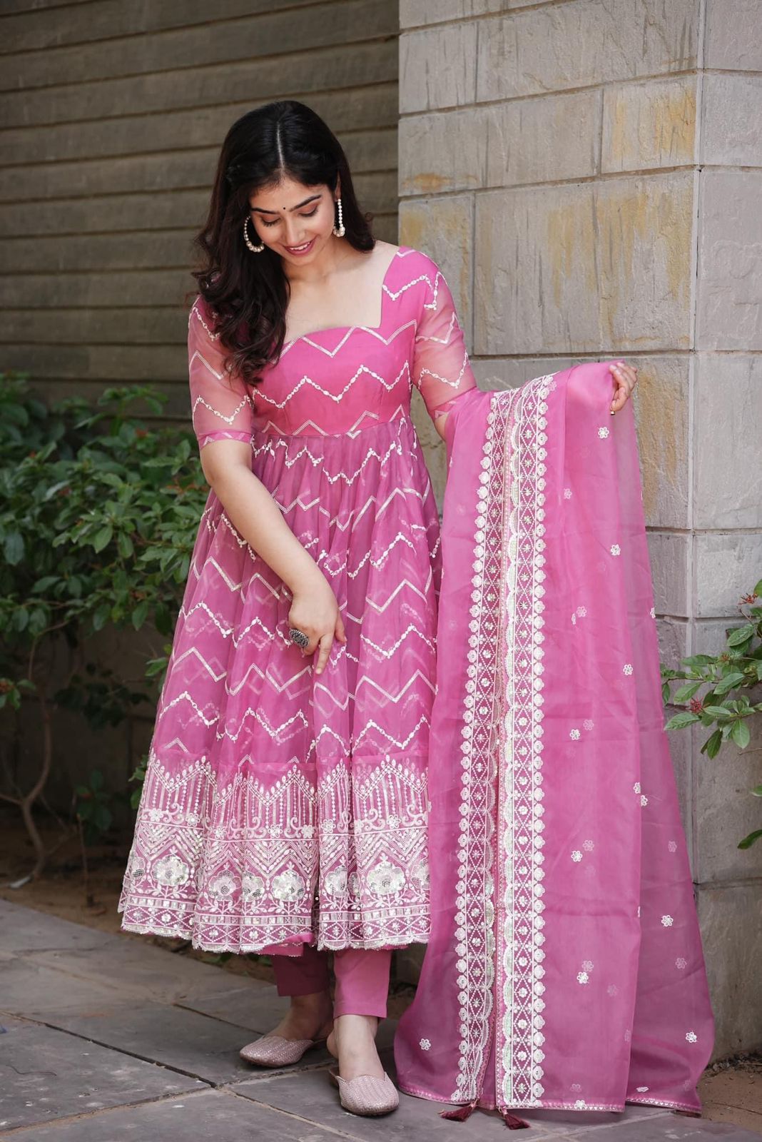 Organza Exclusive Embroided Suit Dupatta Bottom Set (Stitched) - Premium from Ethenika.com - Just INR 1990! Shop now at Ethenika.com